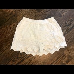 Flowy Embroidered White Shorts